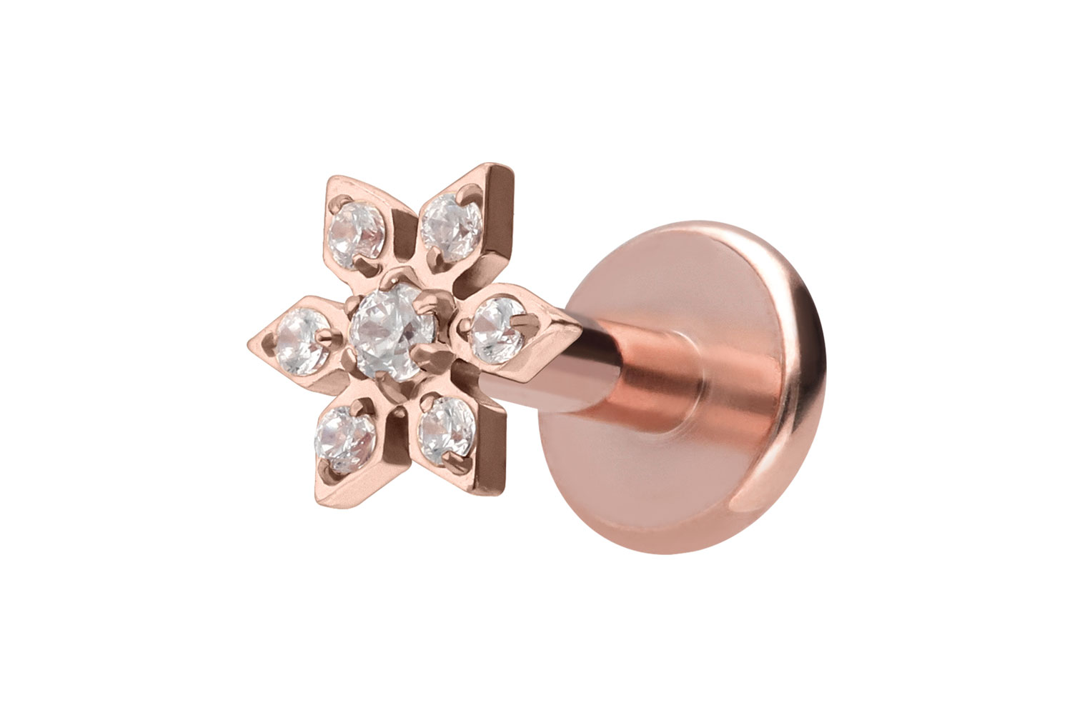 Titan Labret Piercing mit Innengewinde KRISTALLBLUME